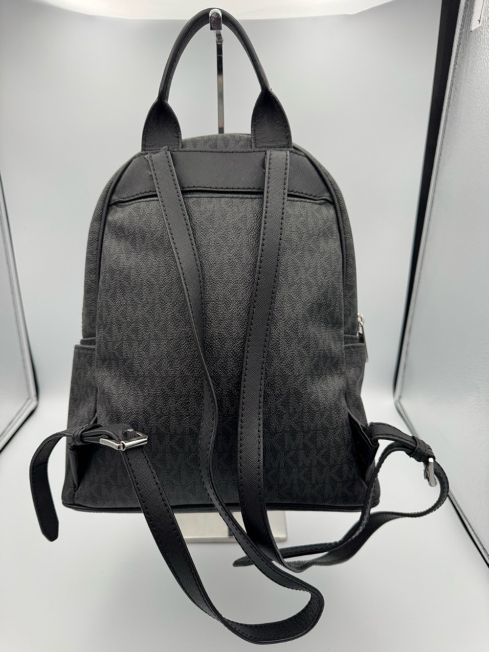 Michael Kors Black Signature Logo Mini Backpack with Floral Stud Accents - Picture 5 of 7